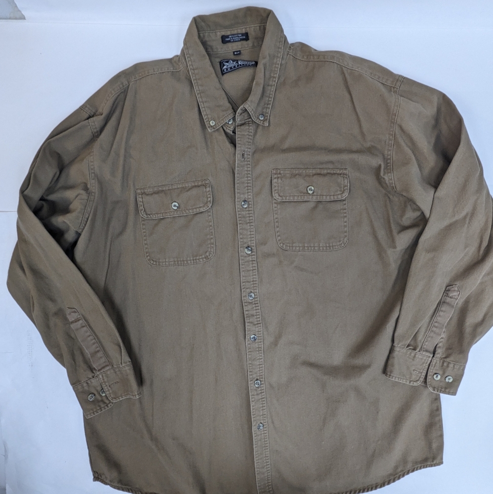 Canyon Guide 100% cotton brown button down 3XL tall  [ 96]